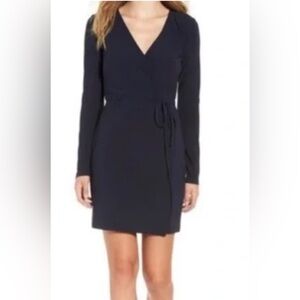 Leith Navy Blue Long Sleeve Wrap Dress Women's Size M Medium